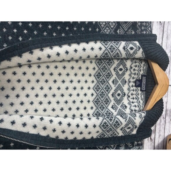 Lands End Sweater Womens Small Full Zip Cardigan Fair Isle VTG Green Nordic Wool - Picture 8 of 10